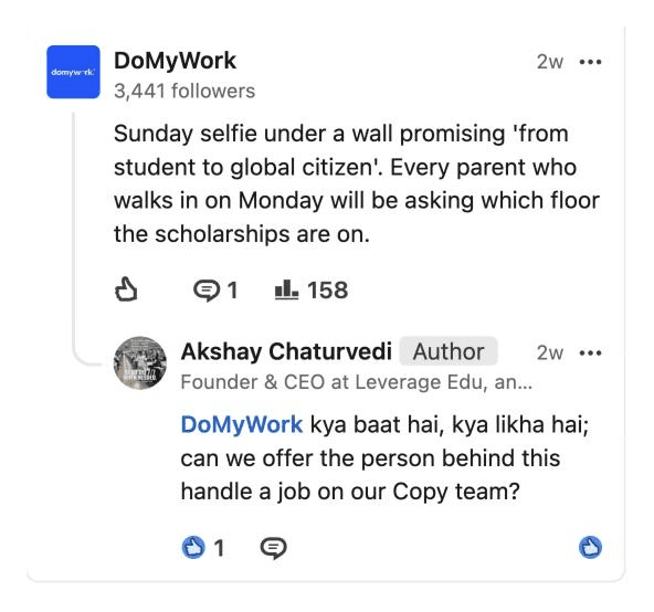 Our comment from the DoMyWork page and Akshay Chaturvedi's reply